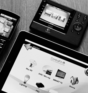 Rather than having separate controls for all the different
bits of kit in your home, we can arrange it so that one control
is able to command multiple systems.